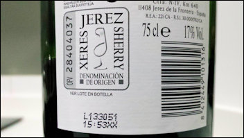 Het etiket van een DO geclassifiseerde Jerez.