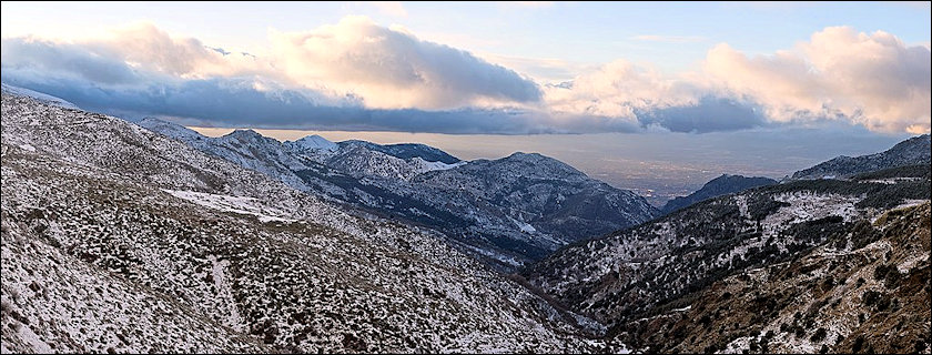 Panoramisch uitzicht vanaf Pradollano richting Granada.