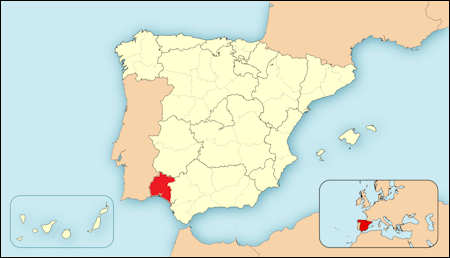 Locatie van de provincie Huelva.
