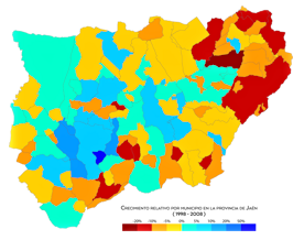 Kaart met de gemeentes van Jaén.