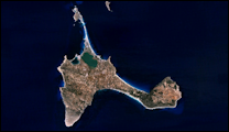 Satellietfoto van het eiland Formentera.